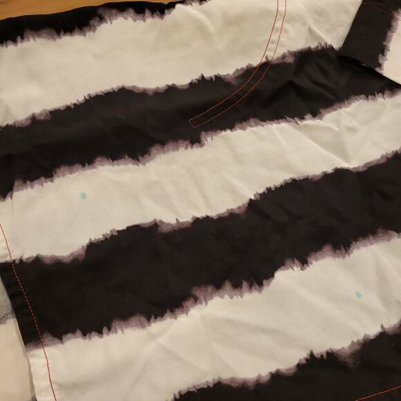 Black & White Striped Button Down Collared Shirt Beetlejuice Med 21" P2P - Picture 3 of 12